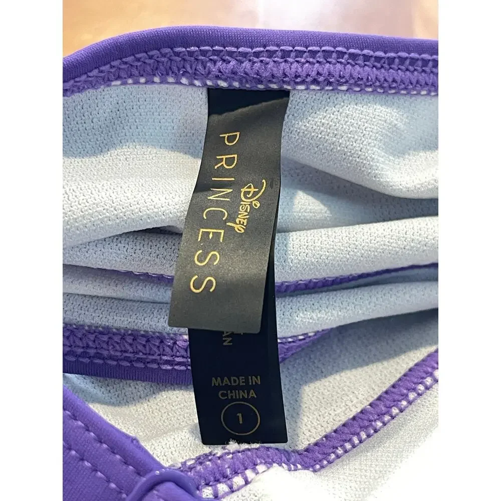 Disney Princess Ariel Bikini Set Purple Shell Top Green Scale High Waisted Sz 1x - Picture 4 of 14